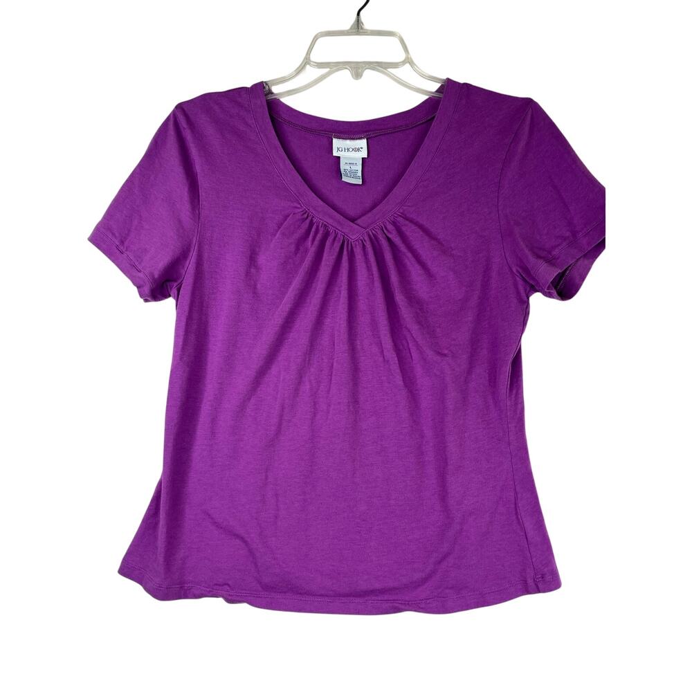JG Hook V-neck baby tee in purple, size L, EUC